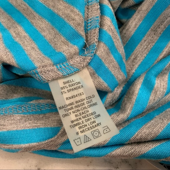 Calvin Klein Blue Gray Striped Drawstring Waist Knit Dress Sz 10 Stretch - Picture 11 of 11